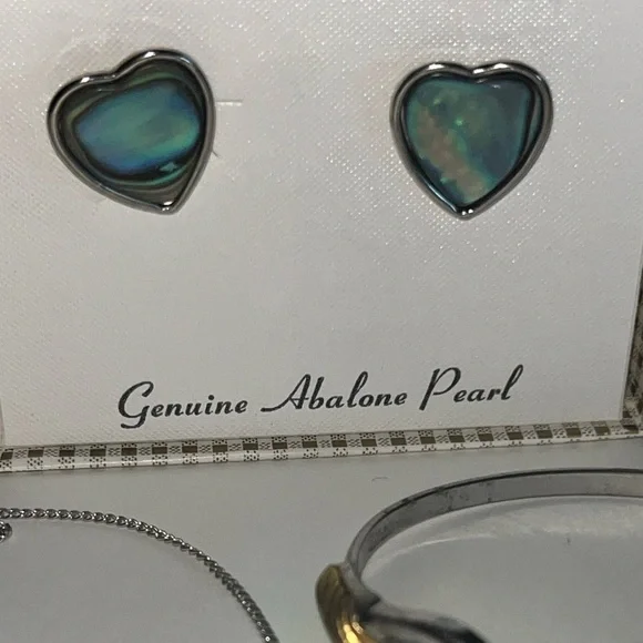 Vintage Abalone Pearl Jewelry Set~Earrings, Necklace, Bracelet - Picture 2 of 16